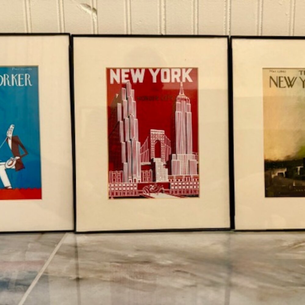 Framed and Matted Artist Rendering of New Yorker Magazine Covers - Picture 1 of 5
